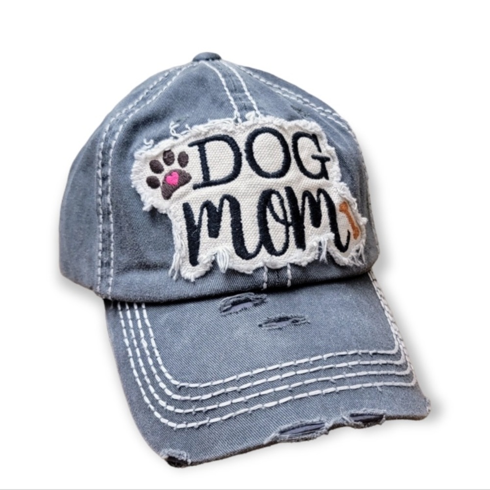 COPY - KBethos “Dog Mom” Distressed Embroidered Patch Baseball Cap